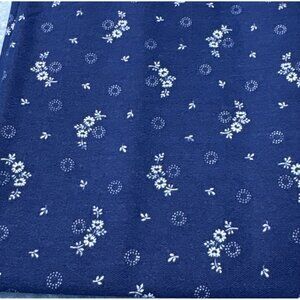 Navy Blue Fat Quarter Cotton Fabric 18x22"White Floral Design Sewing Quilting Ma
